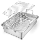 E-far roasting pan 16x11.5 inches in stainless steel for even roasting results.