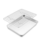 E-far stainless steel baking sheet with wire rack for even baking and easier cleanup.