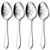 E-far stainless steel slotted serving spoons four-piece set for buffet service