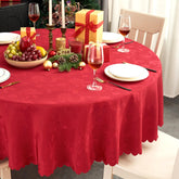 EFFICINATURE round tablecloth in Christmas red with scalloped edge for festive tables.