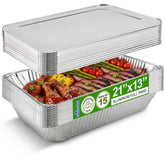 EHOMEA2Z large aluminum pan with lid for oven-ready meals.