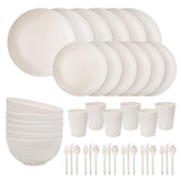 ejonirinjonir EI 42pcs wheat straw dinnerware set dinner plates—durable and food-safe for daily meals.