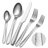 EIUBUIE hammered silverware eight-person dinner knife with sleek mirror finish
