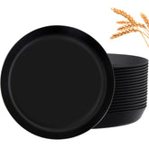ejonirinjonir EI 18pcs black wheat straw plates with lip edge for durable daily meals