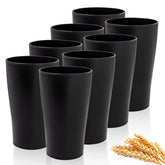 EI Black Wheat Straw Cups by ejonirinjonir, set of 8, durable for family meals.