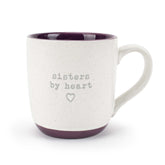 Elanze Designs Sisters By Heart speckled purple mug front view for daily coffee.