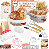 ElatedMore sourdough starter kit with round proofing basket shows breathable design for even fermentation.