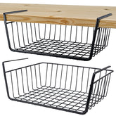 ELEATTRUN undershelf basket enables pantry organization with easy over-shelf access.