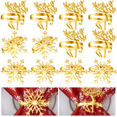 ELECLAND gold deer and snowflake napkin ring enhances holiday table settings.