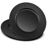 Elegant Disposables 13-inch black charger on table elevating wedding reception presentation