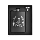ELEGANTPARK hip flask with initials monogram on brushed stainless steel.