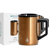 Elemental Summit mug with copper lid keeps beverages hot or cold for hours.