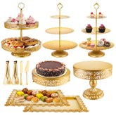 ELIMTEC gold 3-tier cake stand assembly for dramatic dessert display