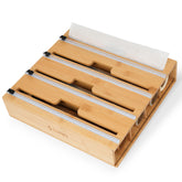 ELIVARA 4-in-1 bamboo wrap organizer with foil dispenser on the counter
