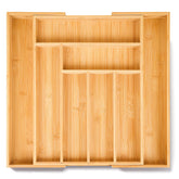 Elivara bamboo expandable drawer organizer in full view for versatile storage.