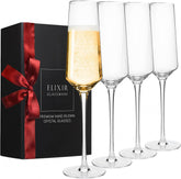 ELIXIR GLASSWARE classy champagne flute, hand-blown crystal for elegant toasts