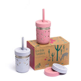 Elk and Friends 10oz stainless mason jar with protective sleeve for kids' grip