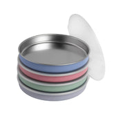 Elk and Friends 7.8-inch stainless plate with ample room for kids' favorites.