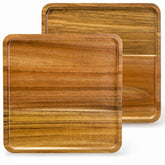 Elsjoy acacia wood square tray, top view, ideal for stylish charcuterie and appetizers.