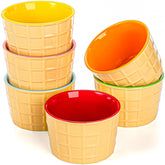 Elsjoy ceramic ice cream cups in six colors for stylish dessert service.