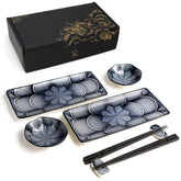 ELUSH 8-piece sushi set on two plates for elegant home dining.