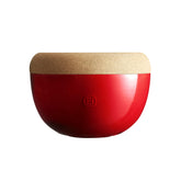 Emile Henry Deep Storage Bowl cork-fruit-bowl showing two-tier setup for fresh fruit