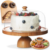Emojoy bamboo cake stand 11-inch round display securely holds up to an 11-inch cake