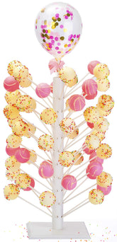 EN7JIOY Nangor Wood Cake Pop Stand with 60-hole layout for elegant dessert displays