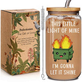 Enanaimg funny dumpster-fire 16oz glass cup for desk coffee with playful mood