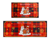 Enbelcto snowman kitchen rug 17x29, front sink area, adds festive decor and spills protection.