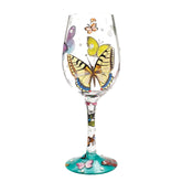 Enesco Designs by Lolita Butterflies wine glass with base design, ideal for entertaining.