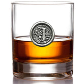 English Pewter Company 11oz old fashioned glass with monogram J for personalized gifting.