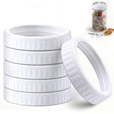Enhon 6-pack plastic mason jar rings for wide mouth jars, rust-free and durable.