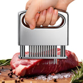 Enhon meat tenderizer with 48 needles penetrates deeply for better marinade absorption.