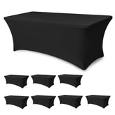 Enjoyidea 6ft black fitted stretch table cloth on folding table for a neat look