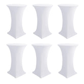 Enjoyidea white spandex cocktail table covers in pack on 32x43 inch high top table for a sleek event look