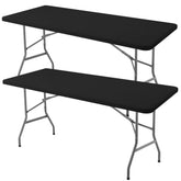 Enjoyidea fitted table cloth 72x42 with elastic edge secures folding tables.