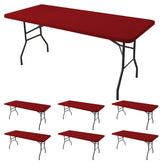 Enjoyidea fitted tablecloth on a 6ft table with a secure, wrinkle-free fit