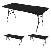 Enjoyidea fitted tablecloth on an 8ft table with secure elastic edge.