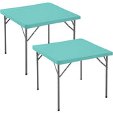 Enjoyidea square fitted tablecloth 34x34 aqua blue pack of two for snug party setup