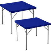 Enjoyidea square fitted tablecloth in royal blue front view with neat tailored fit