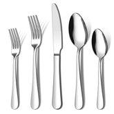 ENLOY 20-piece flatware set for four, ready for everyday dining and elegant table settings.