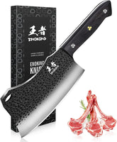 ENOKING 7.1-inch butcher knife blade close-up showing a precise edge for clean slices