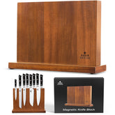 ENOKING magnetic knife block with a double-sided design keeps knives organized.