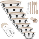EnvTEK 7-piece mixing bowls with lids and graters for versatile kitchen prep.