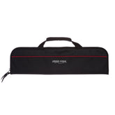 Ergo Chef bi-fold 5-pocket knife case, black, front view, ready for travel.