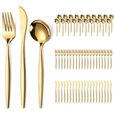 ERVILO 60-piece gold flatware set—full collection with a mirror finish for upscale dining.