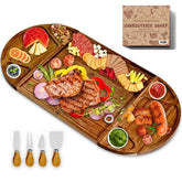 Erwuldor large acacia charcuterie square board with magnetic design for versatile layouts.