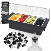 Esatto condiment holder bar tray with lid keeps garnishes fresh and visible