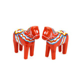 Essence of Europe Gifts dala horse salt pepper ceramic shaker set for Scandinavian kitchen decor